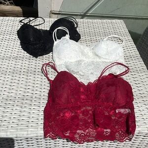NEW-  3 Pack Floral Lace Bralette Size M